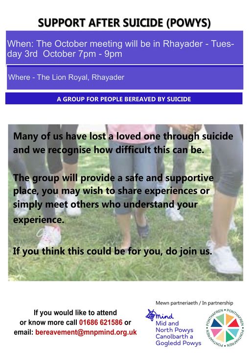 Support After Suicide Group meeting Oct 23