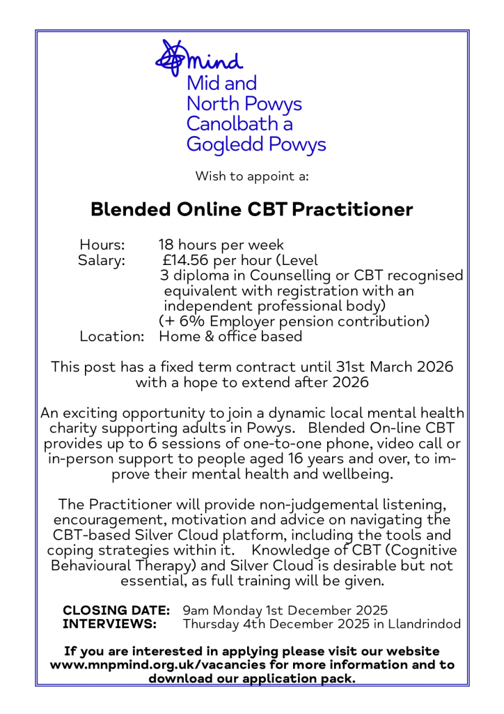 Advert for Blended Online CBT Practitioner