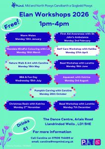 List of workshops in the Elan Room in 2026