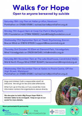 Poster for Walks for Hope - Autumn 2025 en